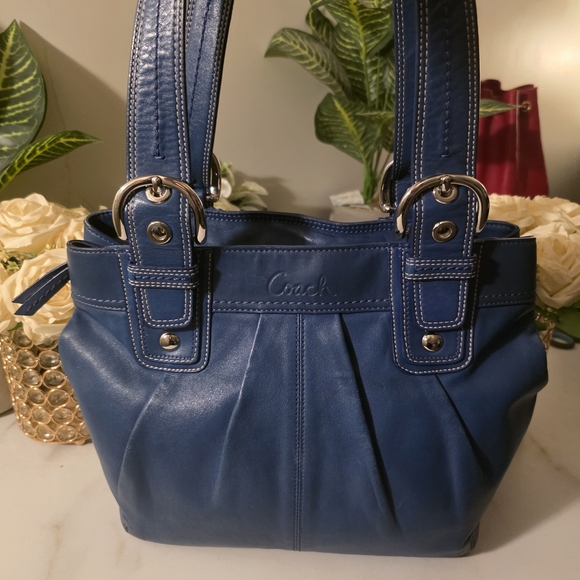Coach Blue Leather Tote Bag - Picture 2 of 7